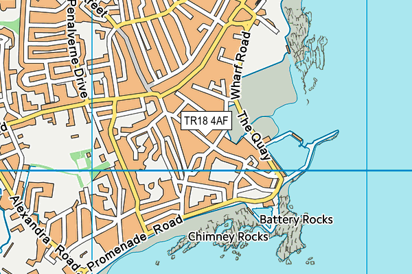 TR18 4AF map - OS VectorMap District (Ordnance Survey)