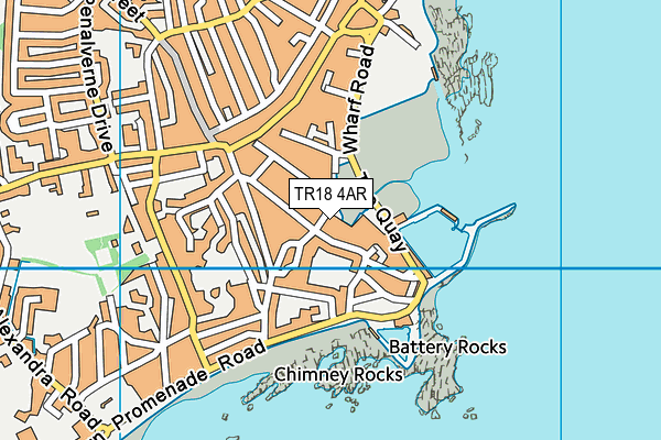 TR18 4AR map - OS VectorMap District (Ordnance Survey)