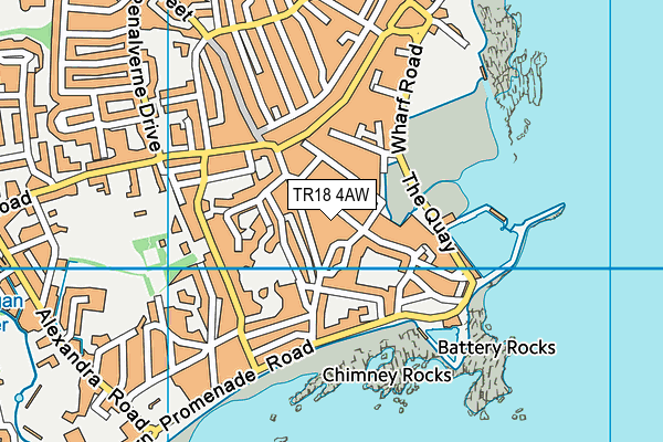 TR18 4AW map - OS VectorMap District (Ordnance Survey)