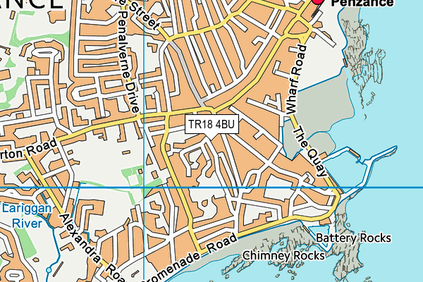 TR18 4BU map - OS VectorMap District (Ordnance Survey)