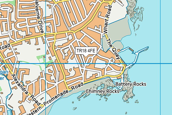 TR18 4FE map - OS VectorMap District (Ordnance Survey)