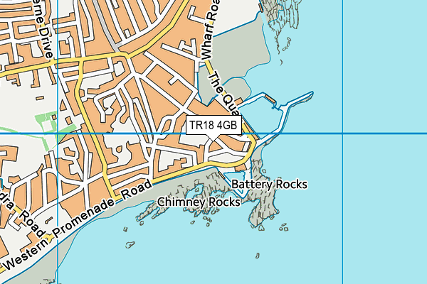 TR18 4GB map - OS VectorMap District (Ordnance Survey)