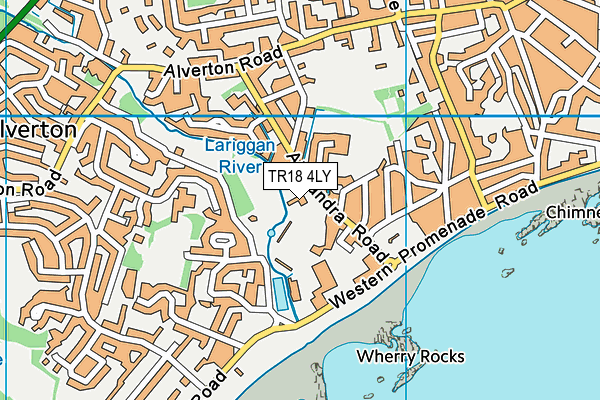 Alexandra Tennis Courts map (TR18 4LY) - OS VectorMap District (Ordnance Survey)