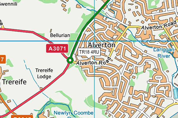 TR18 4RU map - OS VectorMap District (Ordnance Survey)