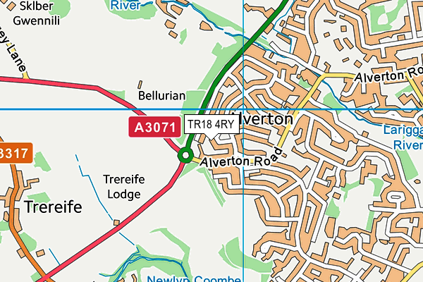 TR18 4RY map - OS VectorMap District (Ordnance Survey)