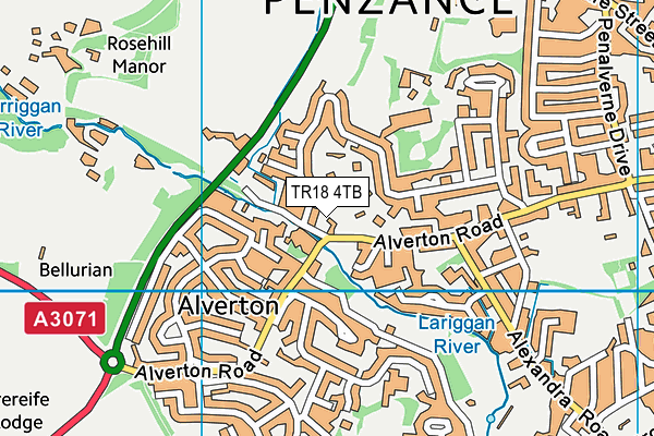 TR18 4TB map - OS VectorMap District (Ordnance Survey)