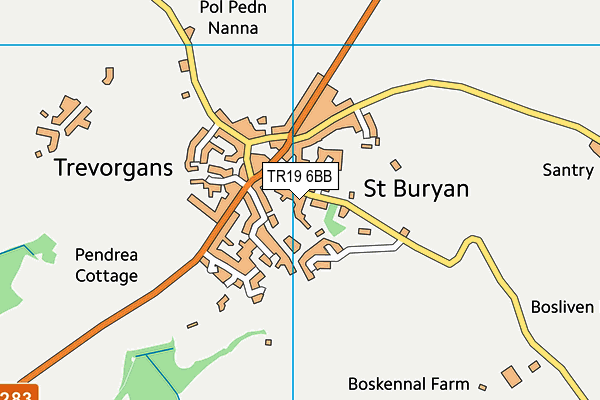 St Buryan Primary School map (TR19 6BB) - OS VectorMap District (Ordnance Survey)