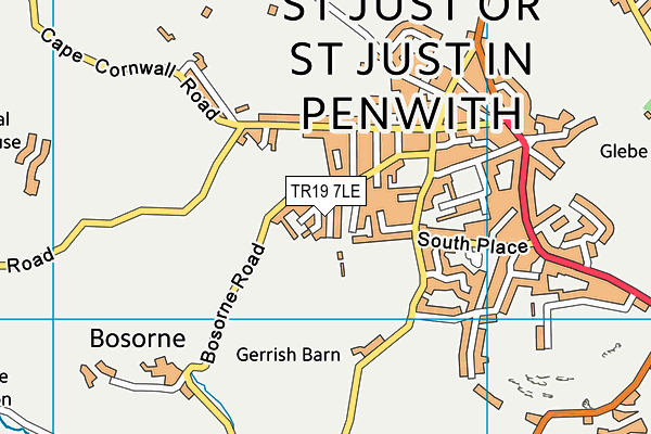 St Just Afc (Lafrowda Park) map (TR19 7LE) - OS VectorMap District (Ordnance Survey)