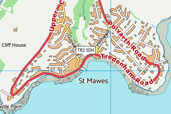 TR2 5DH map - OS VectorMap District (Ordnance Survey)