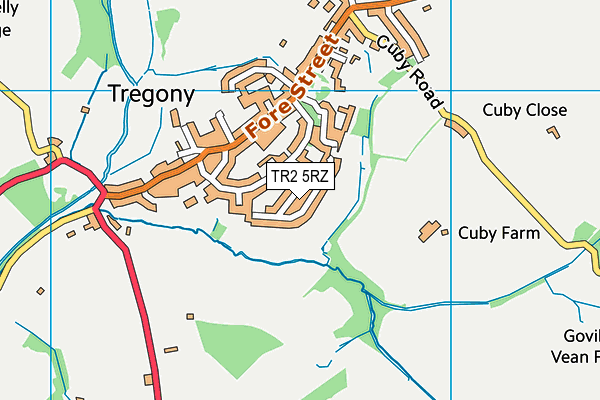 TR2 5RZ map - OS VectorMap District (Ordnance Survey)