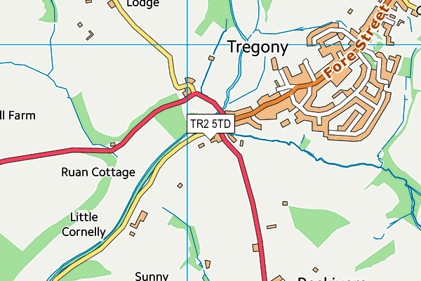 TR2 5TD map - OS VectorMap District (Ordnance Survey)
