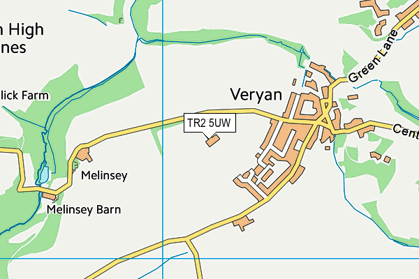 Veryan Sports & Social Club map (TR2 5UW) - OS VectorMap District (Ordnance Survey)