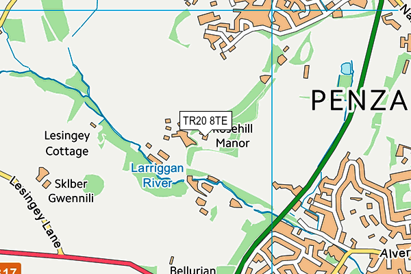 TR20 8TE map - OS VectorMap District (Ordnance Survey)