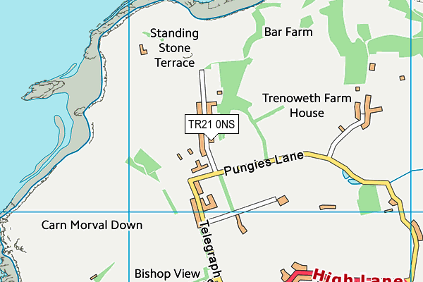 TR21 0NS map - OS VectorMap District (Ordnance Survey)