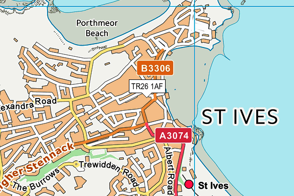 TR26 1AF map - OS VectorMap District (Ordnance Survey)