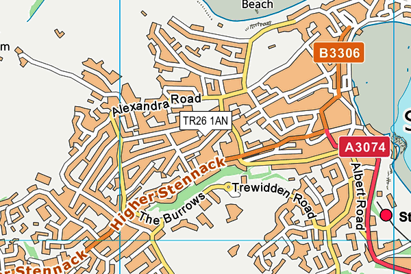 TR26 1AN map - OS VectorMap District (Ordnance Survey)