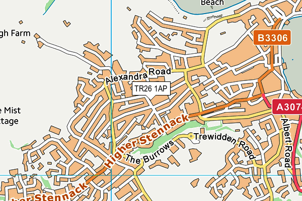 TR26 1AP map - OS VectorMap District (Ordnance Survey)