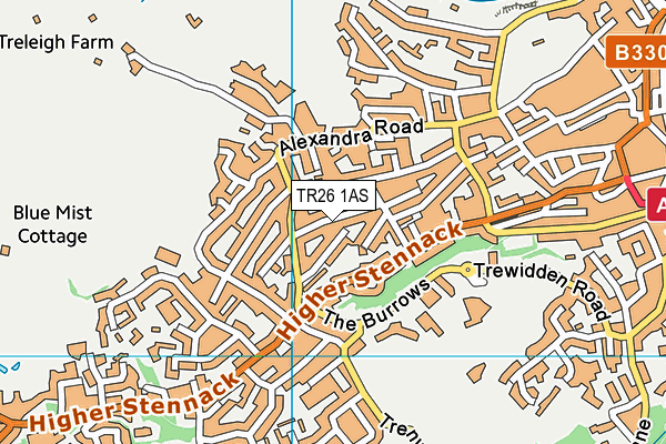TR26 1AS map - OS VectorMap District (Ordnance Survey)