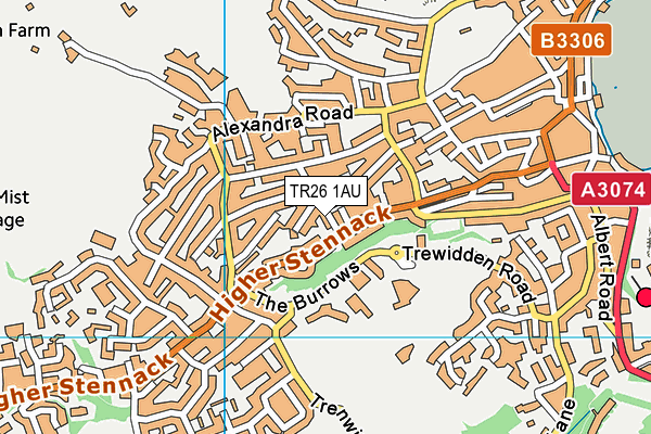 TR26 1AU map - OS VectorMap District (Ordnance Survey)