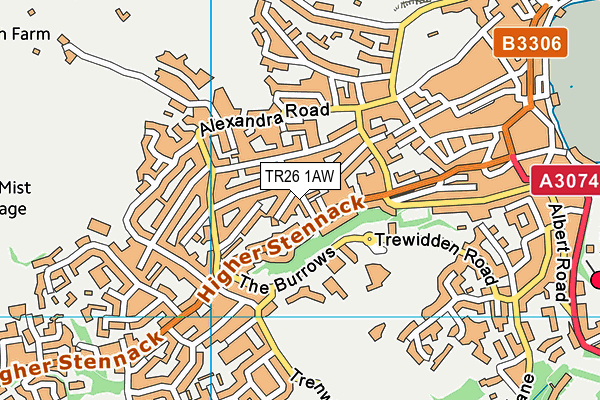 TR26 1AW map - OS VectorMap District (Ordnance Survey)