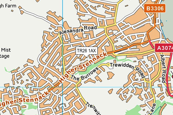 TR26 1AX map - OS VectorMap District (Ordnance Survey)