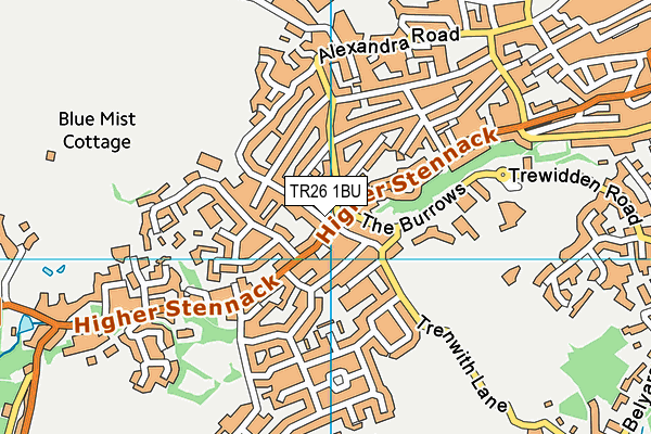 TR26 1BU map - OS VectorMap District (Ordnance Survey)