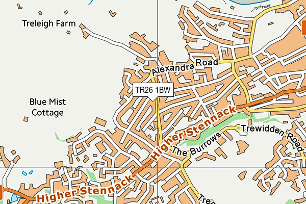 TR26 1BW map - OS VectorMap District (Ordnance Survey)