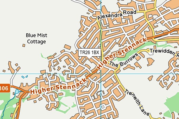 TR26 1BX map - OS VectorMap District (Ordnance Survey)