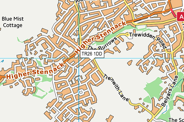 TR26 1DD map - OS VectorMap District (Ordnance Survey)