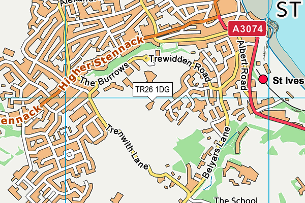 TR26 1DG map - OS VectorMap District (Ordnance Survey)