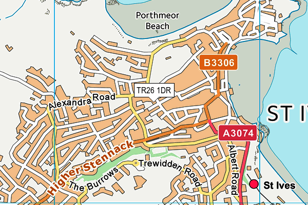 TR26 1DR map - OS VectorMap District (Ordnance Survey)