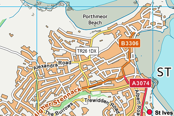 TR26 1DX map - OS VectorMap District (Ordnance Survey)