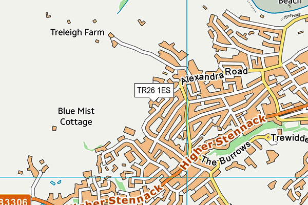 TR26 1ES map - OS VectorMap District (Ordnance Survey)