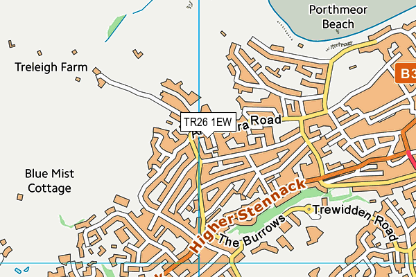 TR26 1EW map - OS VectorMap District (Ordnance Survey)