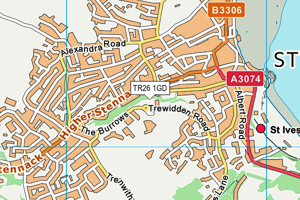 TR26 1GD map - OS VectorMap District (Ordnance Survey)