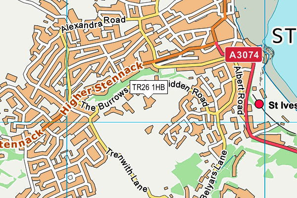St Ives Leisure Centre map (TR26 1HB) - OS VectorMap District (Ordnance Survey)