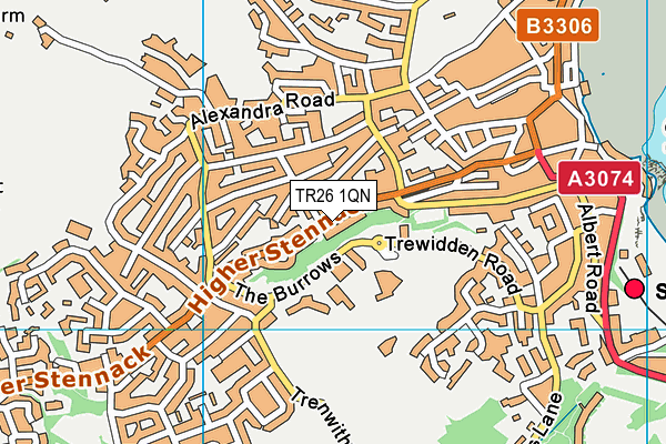 TR26 1QN map - OS VectorMap District (Ordnance Survey)