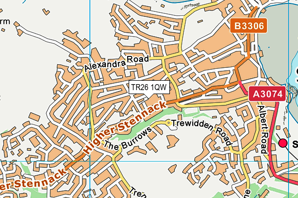 TR26 1QW map - OS VectorMap District (Ordnance Survey)