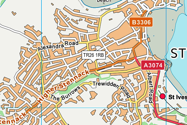 TR26 1RB map - OS VectorMap District (Ordnance Survey)