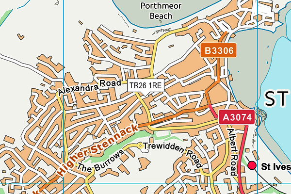 TR26 1RE map - OS VectorMap District (Ordnance Survey)