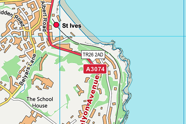 TR26 2AD map - OS VectorMap District (Ordnance Survey)