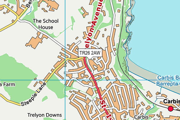 TR26 2AW map - OS VectorMap District (Ordnance Survey)