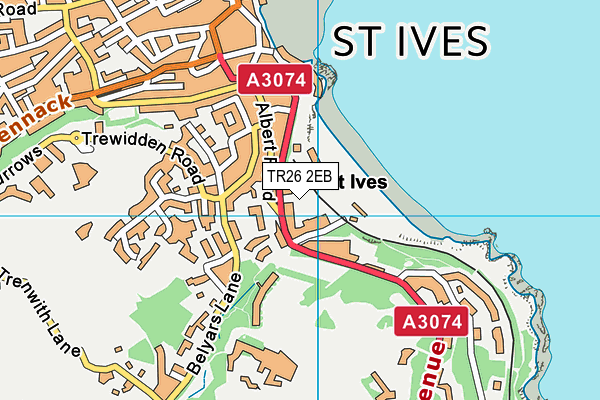 St Ives Tennis Club map (TR26 2EB) - OS VectorMap District (Ordnance Survey)