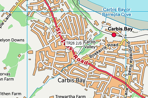 TR26 2JS map - OS VectorMap District (Ordnance Survey)