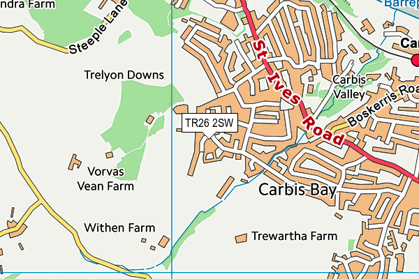TR26 2SW map - OS VectorMap District (Ordnance Survey)