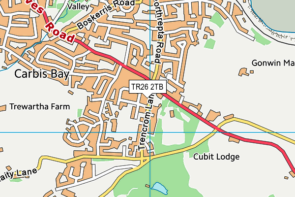 TR26 2TB map - OS VectorMap District (Ordnance Survey)