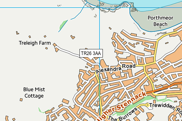 TR26 3AA map - OS VectorMap District (Ordnance Survey)