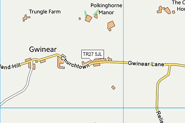 Gwinear Churchtown Fc (The Royal Standard Gwinear) (Closed) map (TR27 5JL) - OS VectorMap District (Ordnance Survey)