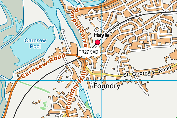 TR27 9AD map - OS VectorMap District (Ordnance Survey)