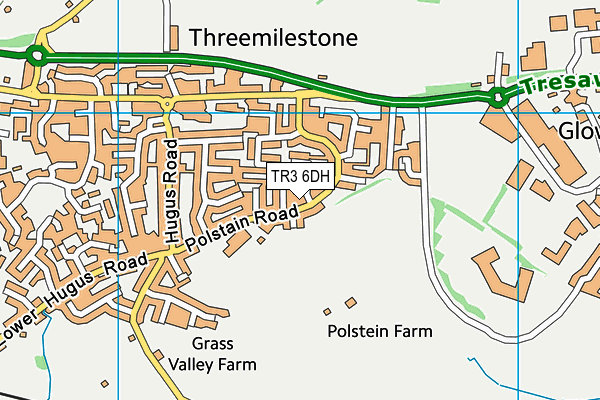 Three Milestones map (TR3 6DH) - OS VectorMap District (Ordnance Survey)